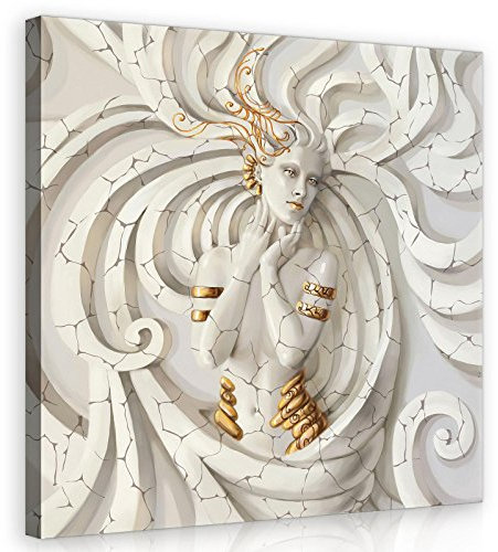 Forwall Leinwandbilder Canvas Medusa Frau 3D Modern Schlafzimmer Wohnzimmer Bilder Wandbild Kunstdruck Wandbilder Wand Bild auf Leinwand Aufhängefertig (10211, O5 (40 x 40 cm))