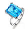 Uloveido Charm Weißes Gold Überzogener Smaragd Cut Blue Zirkonia CZ Birthstone Ringe Labor Erstellt Aquamarin Kristall Aussage Ringe mit Schöne Blatt für Frauen Mädchen Größe 59 (18.8) RJ292