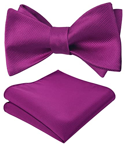 Alizeal Herren Classic Self Fliege und Taschentuch Set (Magenta, Einheitsgröße)