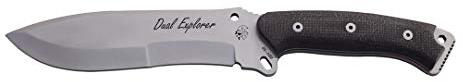 J&V Adventure Knives JV Cuchillo Dual Explorer MICARTA Yute Bison para Caza, Pesca, Supervivencia y Bushcraft Realizado en Albacete + Portabotellas de Regalo
