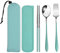 loopki Portable Reusable Travel Cutlery Set,Stainless Steel Cutlery Set Portable Camp Reusable Flatware Silverware,Include Fork Spoon Chopsticks with Case (Green)