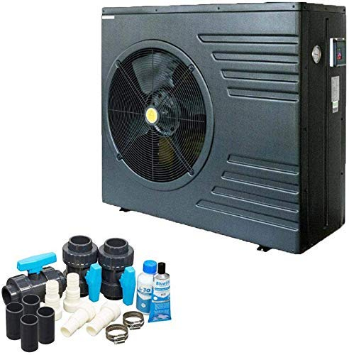 well2wellness ON/Off Pool Wärmepumpe Mida.Black 21 - Poolheizung mit Einer Heizkapazität bis 20,6 kW Plus Bypass Set Basic + Abdeckung