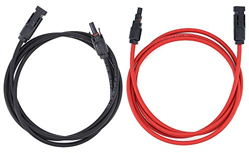 Bemodst Solar Panel Extension Cable - 1M/2M/3M M-C-4 Solar Panel Cable 6mm² PV Wire (Black Cord + Red Cord) with Female and Male Connector for Solar Panels, Photovoltaic Systems (2M/6.5FT)