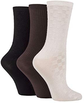 SockShop Ladies’ Plain Patterned Striped Bamboo Socks Soft Breathable Socks Assorted Colours 4-8 Pack of 3