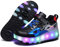 Axcer LED Skateboardschuhe Blinkend Schuhe Mit Rollen Automatisch Einziehbar Komfort Räder Sneaker Outdoor Fitnessschuhe 7 Farbwechsel Rädern Gymnastik Traillaufschuhe für Jungen Mädchen Geschenk