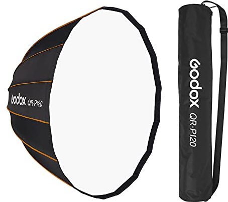 Godox QR-P120 Parabolic Softbox 120 cm Diffusor Bowens Mount mit Tragetasche für Studiofotografie
