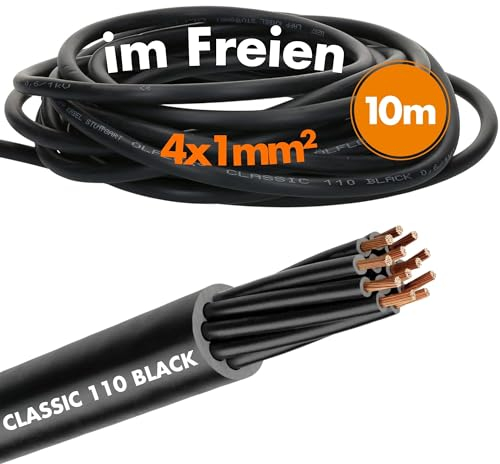 Lapp 1120270 Ölflex Classic 110 - Cable de control de PVC (10 m, 0,6/1 kV, 4 x 1 mm², sin conductor de protección, exterior, ignífugo, cable de 4 hilos, cable de conexión 4 x 1,0