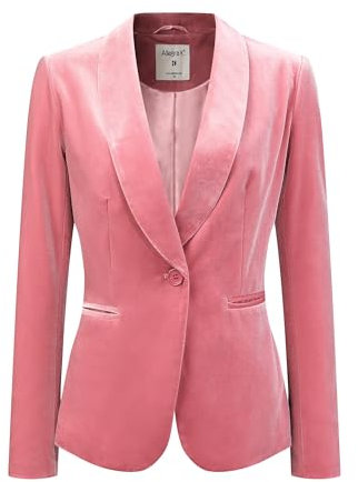 Allegra K Blazer en Velours Femme à Col Châle avec 1 Bouton Déguisement Blazer d'affaires Décontracté Veste Automne pour Cérémonie Rose M