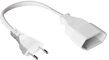 Kabelmeister Euro-Verlängerung - 20 cm ultrakurz - Euro-Stecker Typ C (gerade) an Euro-Buchse (gerade) - KUPFERLEITER CU - 0,75 mm² - Stromkabel-Verlängerung - Weiss - Qualitätware vom KABELMEISTER