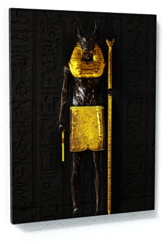Sense Canvas Anubis Statue Leinwandkunst – Antike Pharao Ägypten Gott Hieroglyphe Heimdekoration Druck Poster Gemälde groß 30 x 40 / 3,8 cm