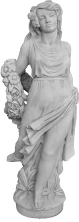 gartendekoparadies.de Große Frauen-Statue mit Blumenkranz, Steinfigur, H. 175 cm, 320 kg, Grau, frostsicher aus Steinguss für Außenbereich