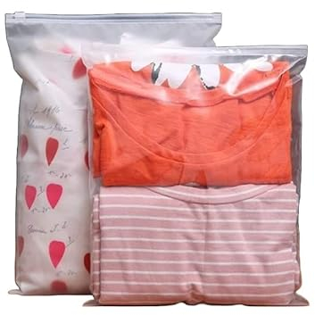 LEO Design 50X Clear Zip Lock Clothes Bags seal, Travel Space Saver Storage Protect From Moisture & Dust, Resealable Large Plastic Luggage waterproof Clothes Pouch, Towels Organising (35X45 cm, Clear)