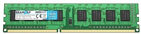 BRAINZAP 4GB DDR3 RAM DIMM PC3-12800U-11-13-A1 1Rx8 1600 MHz 1.5V CL11 Computer PC Arbeitsspeicher