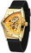 FORSINING Herren-Armbanduhr, wasserdicht, dreieckig, mechanisch, mit Silikonband, Gold und Schwarz, Mechanisch, AH751