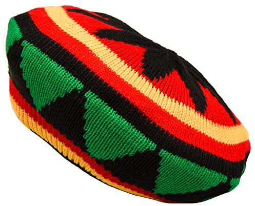 XNHIU 1 Packung Rasta-Mütze, gestrickt, Reggae-Jamaika-Mütze, Hippie-Mütze, Totenkopf-Mütze, Slouchy Baggy Cap, mehrfarbig, Einheitsgröße