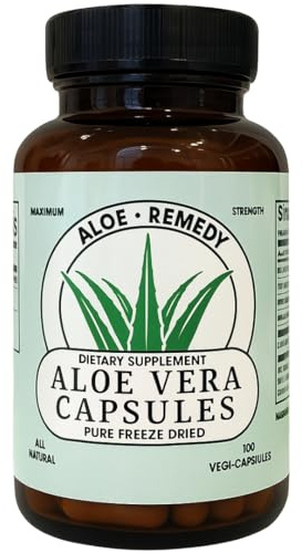 Aloe Remedy Aloe Vera Capsules for IC & BPS - 200:1 Freeze Dried Concentrate, 1800mg - Daily Bladder Comfort Support for Women - 180 Vegan Capsules, 60 Day Supply - Made in USA, Gluten Dairy Soy Free