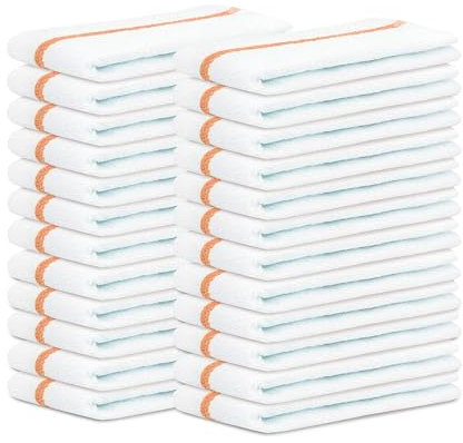 Bar Mops Kitchen Towels 16x19 Multi-Purpose for Home, Kitchen, Restaurant and Bar Cleaning White Towels Absorbent Washcloth Dishcloths Towels Sets 24 Pack Reusable Dish Towels, Cleaning Cloths Rags