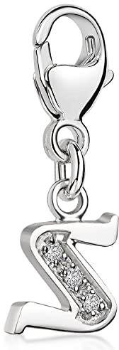 Materia Buchstabe S Anhänger Silber 925 mit 3 Zirkonia - Alphabet Charms C69