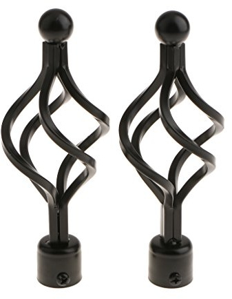 Endstücke für Gardinenstange, 22 mm, Schwarz