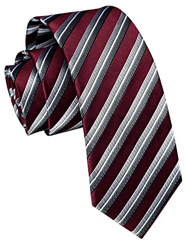 Enlision Herren Krawatte Schmale Rot Streifen Seide Krawatten für Formelle Büro oder Hochzeit Business 6cm