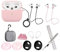 Hülle für Airpods 3. Generation Zubehörset mit Schutzhülle Moderne Aufbewahrungstasche Ohrbügel Nackenhalterung Silikon Schutzkappen Uhr-Kopfhörer-Halterung Reinigungsstift Karabiner (Pink)