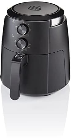 Swan SD75210BLKN Stealth 4.7L Manual Air Fryer with Adjustable Temperature, 60 Minute Timer, Compact, 1500W, Matte Black