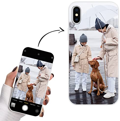 Yoedge Personalisierte Handyhülle für Apple iPhone X Hülle Selbst Gestalten mit Eigenem Foto Bild Text Personalisiert Case Individuelle Geschenk Schutzhülle Weiß Cover für iPhone X 5,8