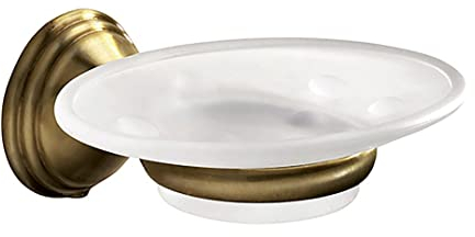 Kiamami Valentina - Portasapone a muro con piattino in vetro e supporto in acciaio bronzato