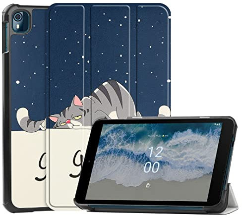 SATURCASE Case for Nokia T10, Beautiful PU Leather Flip Foldable Folio Stand Slim Light Protective Tablet Cover (KN-5)