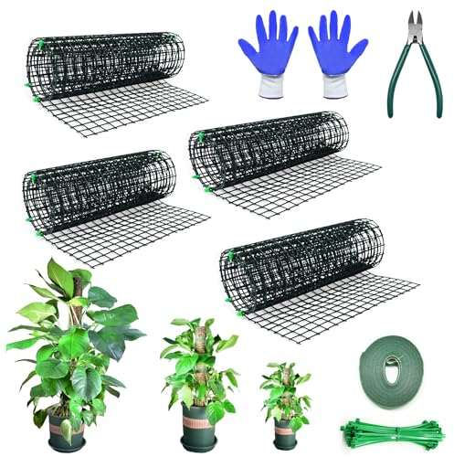 Chicarry Moss Pole DIY Kit, 13.2ft Metal Pole for Plants Monstera, 4Pcs 8.3in×3.3ft Steel Mesh With Plier, Cable Ties, Sphagnum Moss (13.2ft Wire Mesh With Plier)