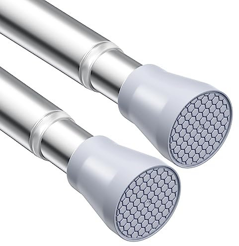 AIZESI Tension Rods for Windows & Shower, 28'' to 48'' - 7/8'' Adjustable, Silver (2-pack)
