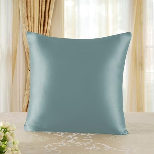 townssilk Beidseitig 100% 19mm Pure Maulbeerseide Kissenbezug für Haar und Haut Gesundheit, 1 Stück 40x40cm Größe Kissenbezug mit verstecktem Reißverschluss 600 Fadenzahl Aquagreen