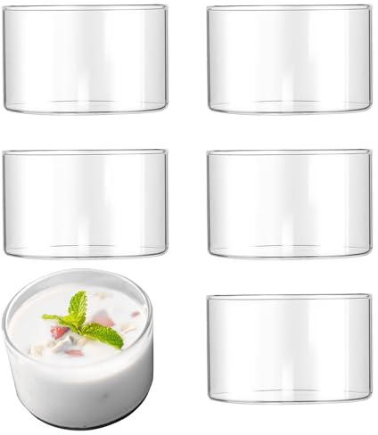 LKFDTW Lot de 6 verres à dessert - 190 ml - Petit bol en verre - Verres à glace - Verres à dessert - Verres à doigts - Pour mousse, tiramisu, pudding, dessert DIY - Transparent
