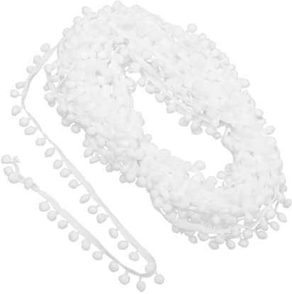 LALAFINA Pelzknäuel-spitze Plüschbesatz Makramee- Nähen Stoff Nähen Spitze Gardinenleiste Selber Machen Pompons Basteln Pom Pom Fransenbesatz Vorhänge Bommel Polyester Tischdecke Weiß