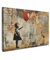MuchoWow© Bild auf Leinwand Groß 120x80 cm XXL Schlafzimmer Bilder Badezimmer Wand Deko Wohnzimmer Modern Wanddeko Bilderwand Geschenk Graffiti - Banksy - Mädchen - Street art