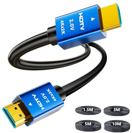 4K HDMI Cable Ultra High Speed HDMI Cord Gold Plated 4K @ 60Hz HDMI Lead Converter,Support HD, 2K, 1080P, ARC & CL3 Rated | for Laptop, Monitor, PS5, PS4, Xbox One, Fire TV, Apple TV PC 5m
