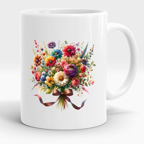 Dropful Mug diseño 325 ml de flores de cerámica