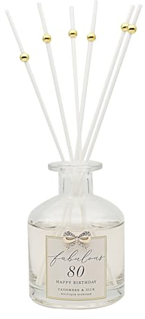 Lesser & Pavey 80th Birthday Reed Diffuser 200ml | Celebration keepsake, decorative glass vessel, long lasting aroma, thoughtful milestone birthday present