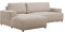 FORNIRO 24 Roberto Ecksofa mit Schlaffunktion und Bettkasten - Sofa für 3 Personen - Schlafcouch L-Form mit 2 Kissen - Modern Couch - 263x162x92 cm - Stoff Basic - Cappuccino - Linke Seite