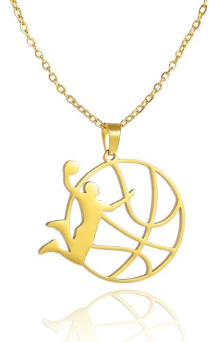 SIPURIS Sprots Halskette mit Kugel-Anhänger für Herren, Fußball/Basketball/Volleyball/Baseball-Halskette, Hip-Hop-Schmuck, Sport-Fan-Schmuck, Edelstahl, Kein Edelstein