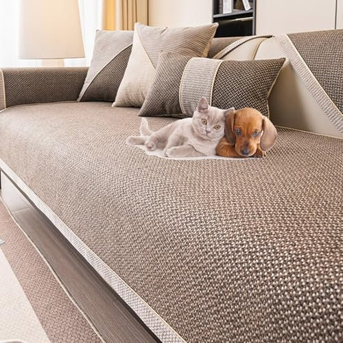 KCCRHIN Couchbezug 1/2/3/4 Sitzer Aus Baumwolle Und Leinen rutschfest Sofabezug Dicker Couchbezug Sofaschoner Sofabezug Ecksofa L Form Sofa Überzug Für Alle Jahreszeiten,D,70 * 150CM
