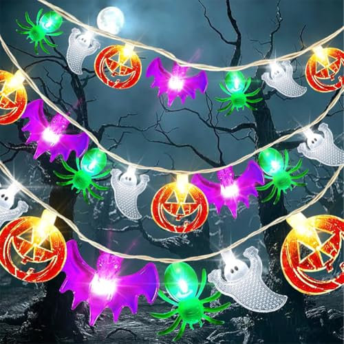 HeaHap Halloween Pumpkin Lantern String Lights,(3Meter/9.8Feet) 20 LED Battery Powered for Halloween Party Decoration (4 Combinations)