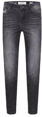 SOCCX Damen Jeans MI:RA Slim Fit Black Vintage 27