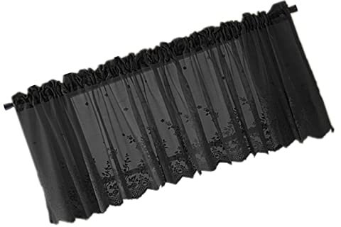 Alipis Kurzgardine Spitze Halbtransparent Fensterdekoration Polyester Schwarz Leichte Lichtdurchlässigkeit Für Küche Balkon Wohnzimmer Kinderzimmer