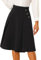 Allegra K Damen Hoher Taille Knöpfe Vintage Plissee Ausgestellt Midirock Rock Schwarz 3XL