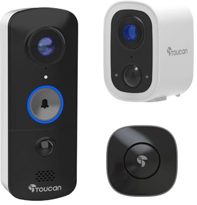 TOUCAN V3 Video Doorbell with Chime & S4 Outdoor Home Security Camera Bundle – Full Home Protection with Motion Alerts, 2-Way Audio, Long-Lasting Battery & Free Cloud Storage, No Subscription Required