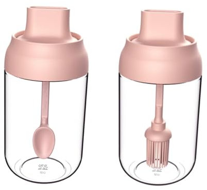 PAMINGONO Seasoning Bottle Grill Brush of Glass Oil Storage Bottle for Barbecue Condiment Container Herbs and Spices