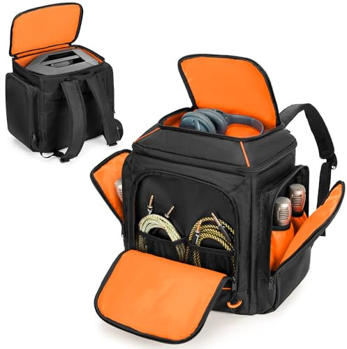 CURMIO Travel Carrying Case Compatible with Bose S1 Pro/S1 Pro+, Portable Bluetooth Speaker Backpack with Shoulder Straps and Accessory Pockets for Microphone, Charger, Cable, Black