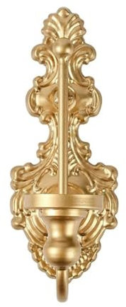 WAZUBC Wandkerzenhalter Vintage Used-Look Gusseisen Wand Shabby Chic Hängender Kerzenhalter für Wohnzimmer Schlafzimmer Kamin Badezimmer (Gold)