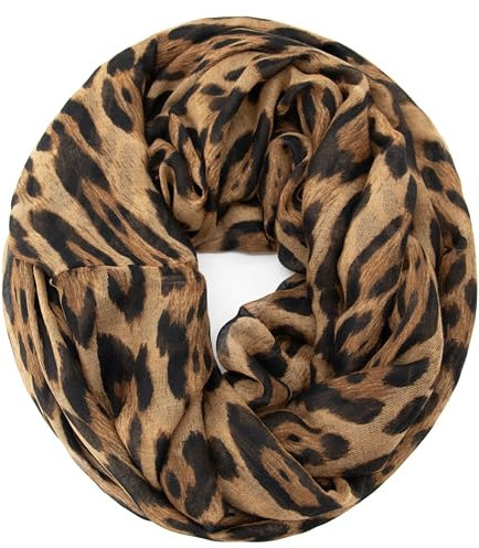 Gloop Damen Schal leichter Loop Schlauchschal Tuch Viele Farben, Schal, Tuch mit Leo Muster